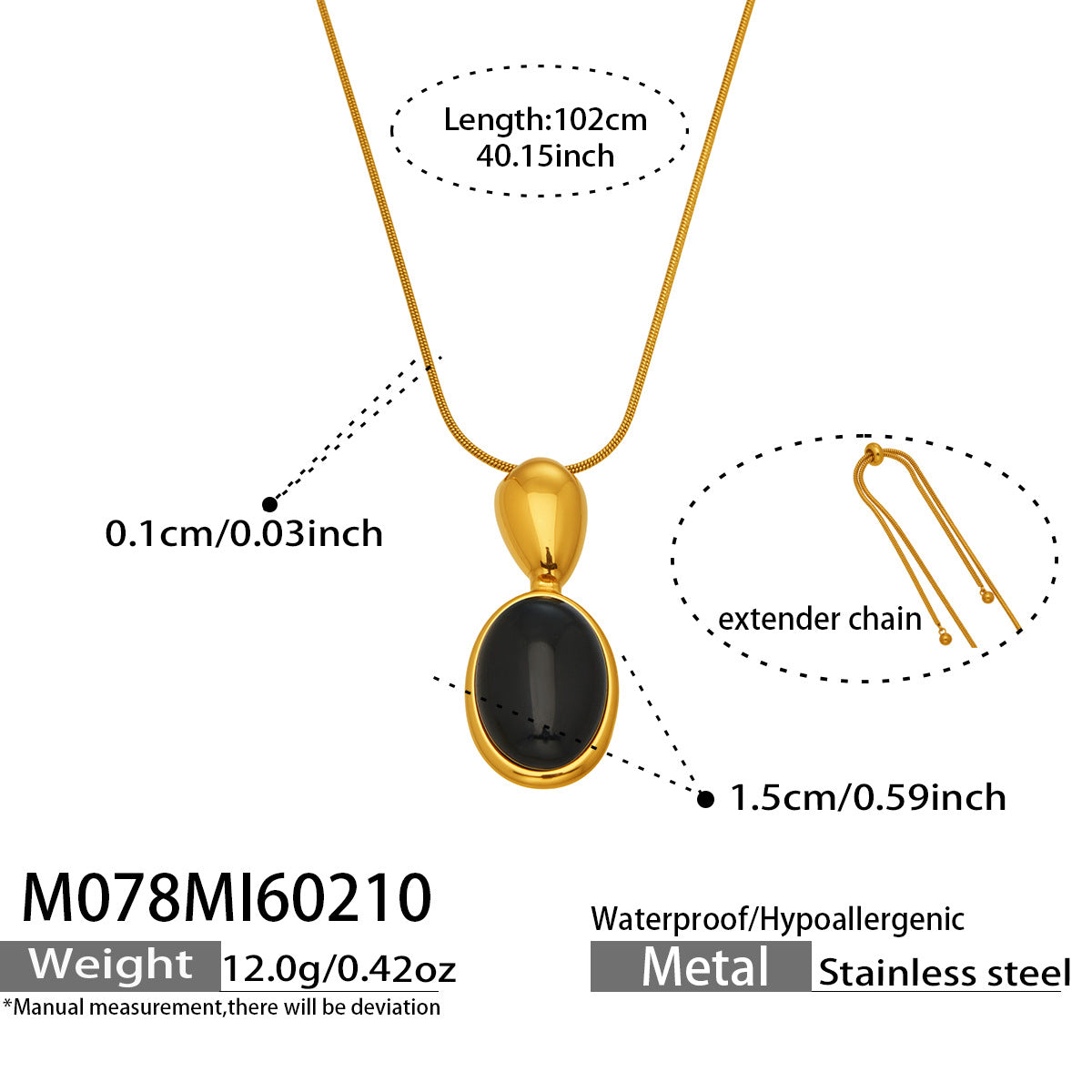 French Retro Oval Tiger Eye Stone Necklace