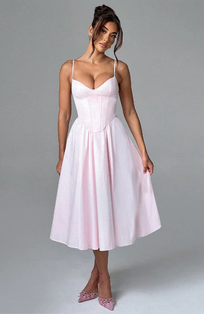 French Retro Sleeveless Fishbone Dress