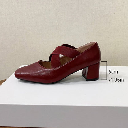 French Retro Square Toe Mary Jane Shoes