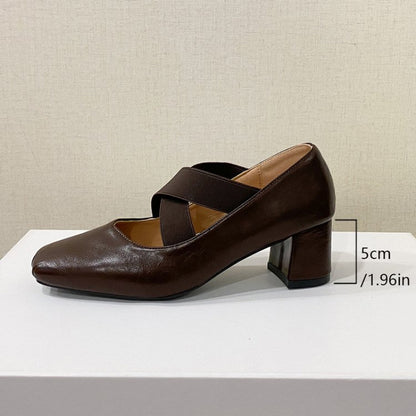 French Retro Square Toe Mary Jane Shoes