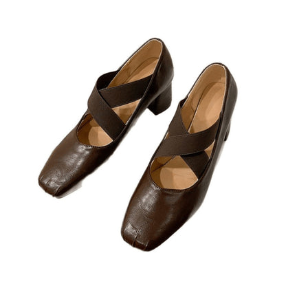French Retro Square Toe Mary Jane Shoes