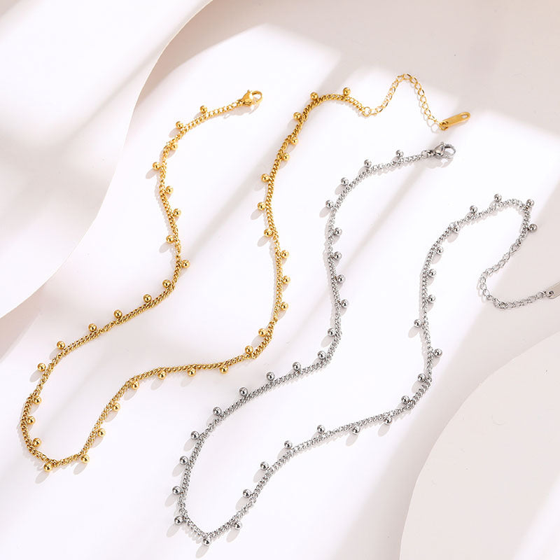 French Retro Titanium Steel Bead Necklace