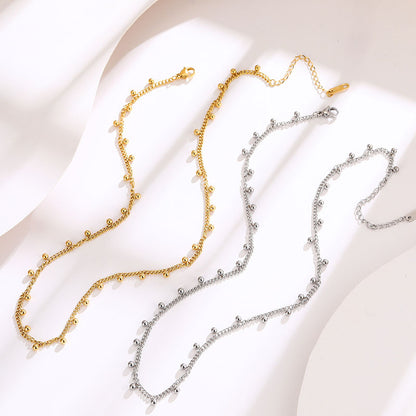 French Retro Titanium Steel Bead Necklace