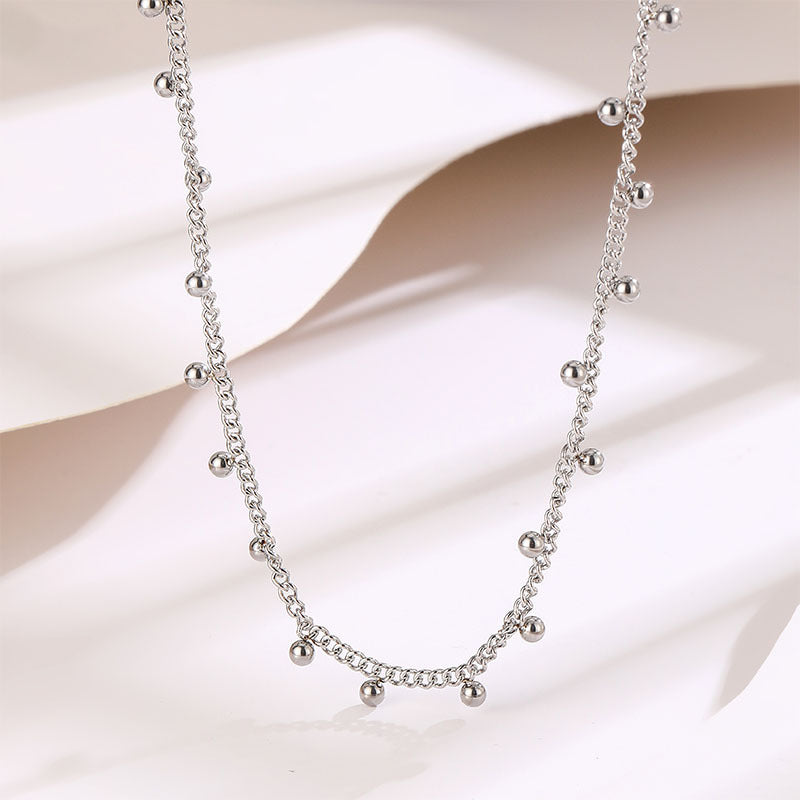 French Retro Titanium Steel Bead Necklace