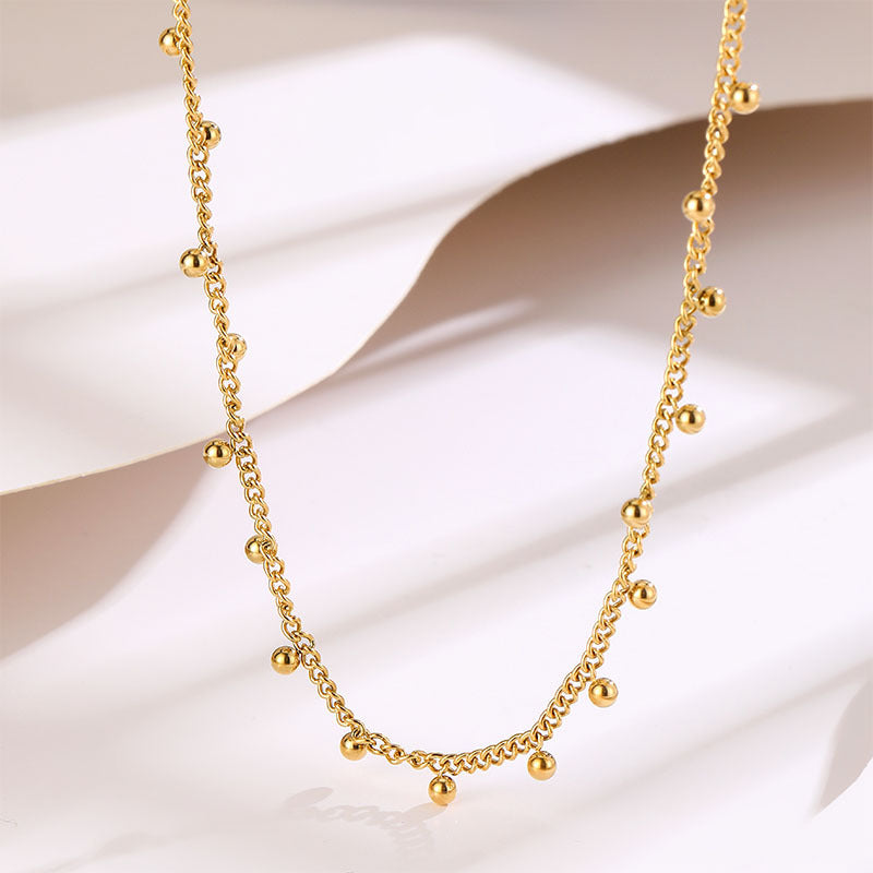 French Retro Titanium Steel Bead Necklace
