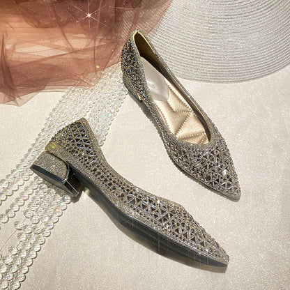 French Rhinestone Pointed Toe Women's Dress Shoes