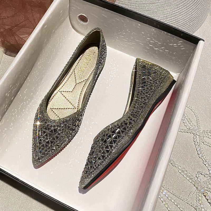French Rhinestone Pointed Toe Women's Dress Shoes