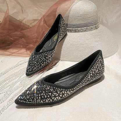 French Rhinestone Pointed Toe Women's Dress Shoes