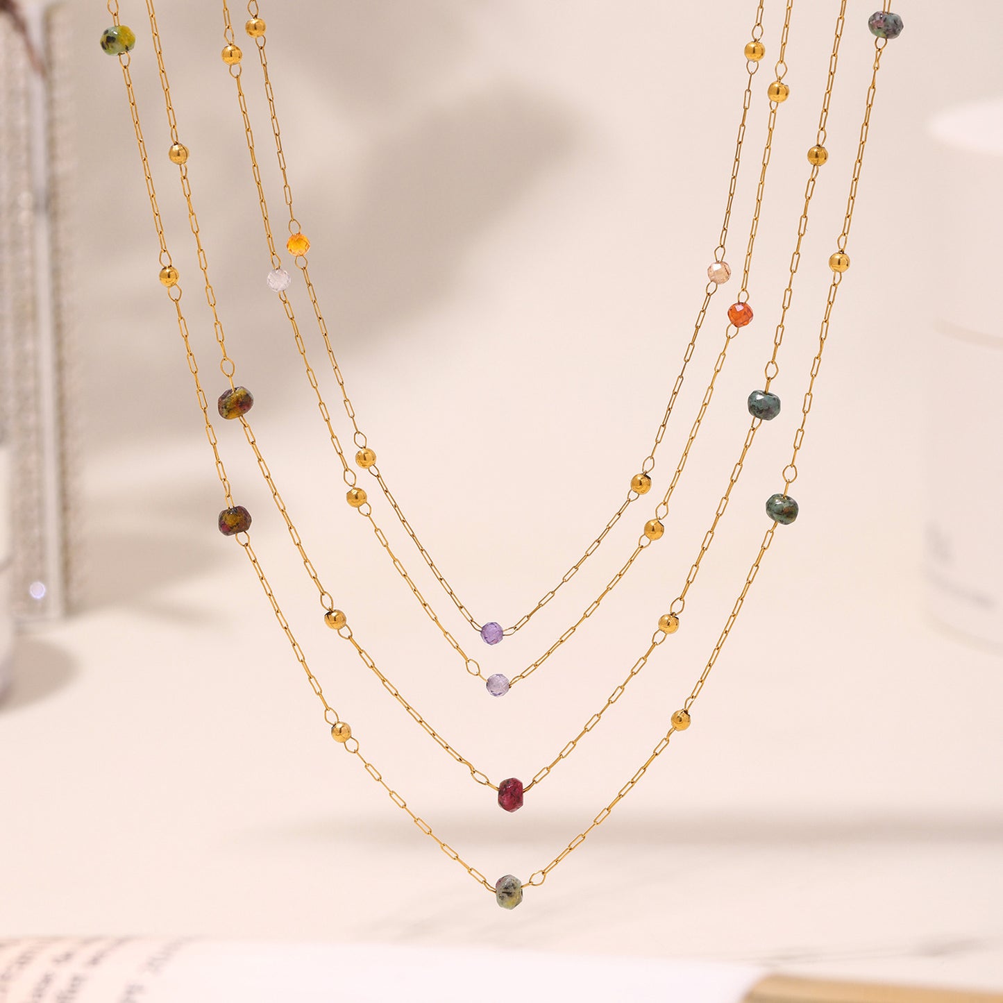 French Romantic Stone Necklace