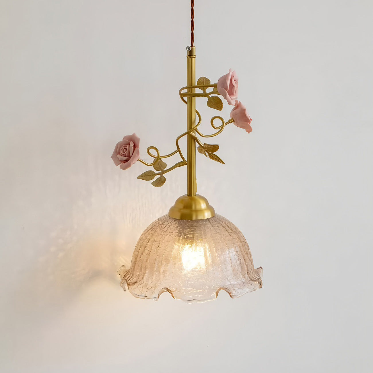 French Rose Glass Pendant Lamp
