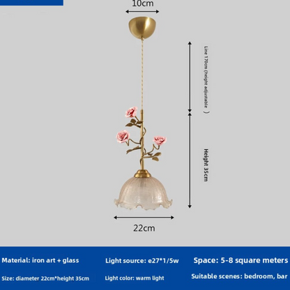French Rose Glass Pendant Lamp