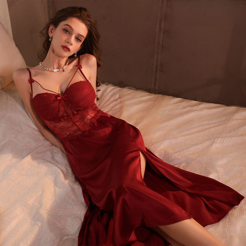 French satin high-end home nightgown