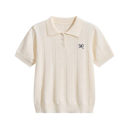 French short-sleeved knitted women's top