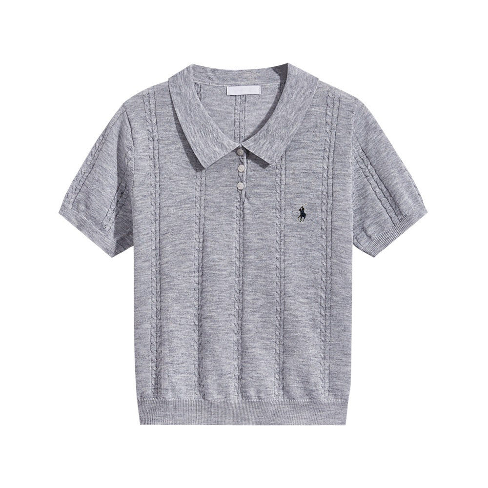 French short-sleeved knitted women's top