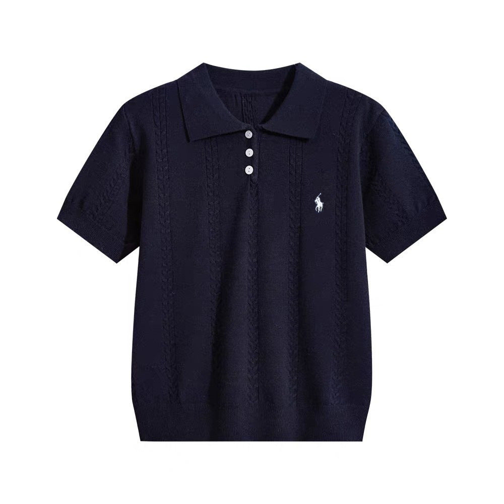 French short-sleeved knitted women's top