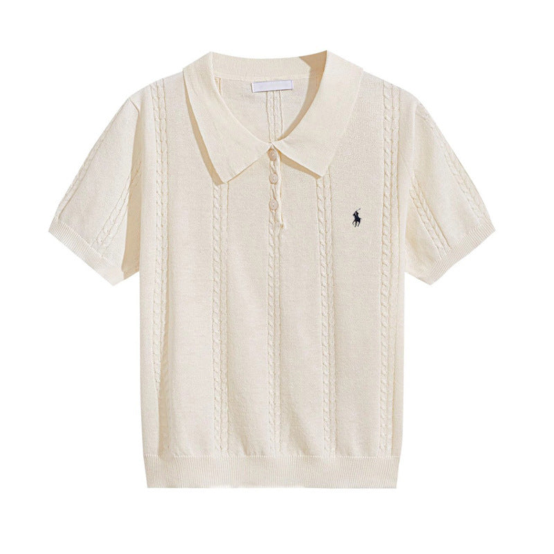 French short-sleeved knitted women's top