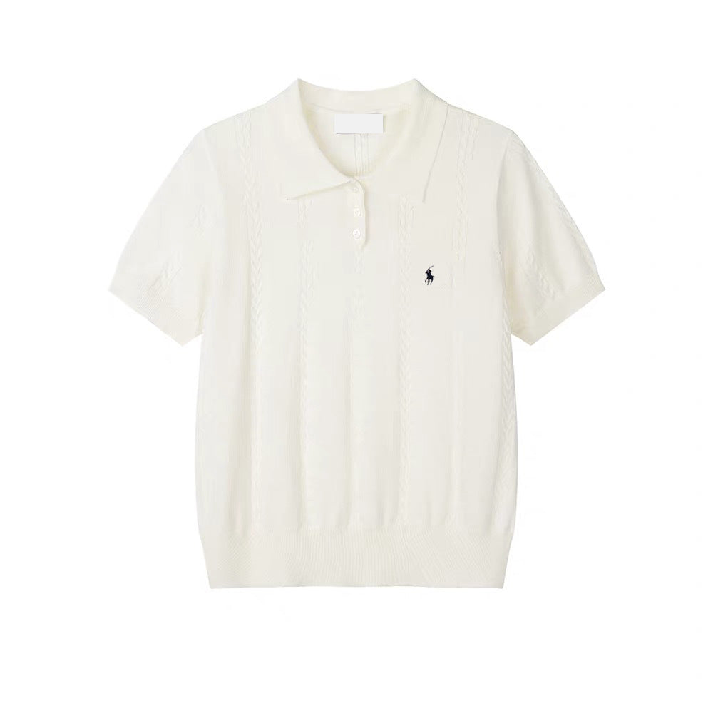 French short-sleeved knitted women's top