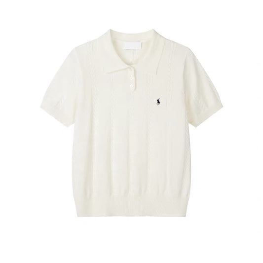 French short-sleeved knitted women's top