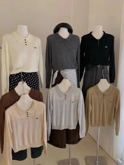French short-sleeved knitted women's top