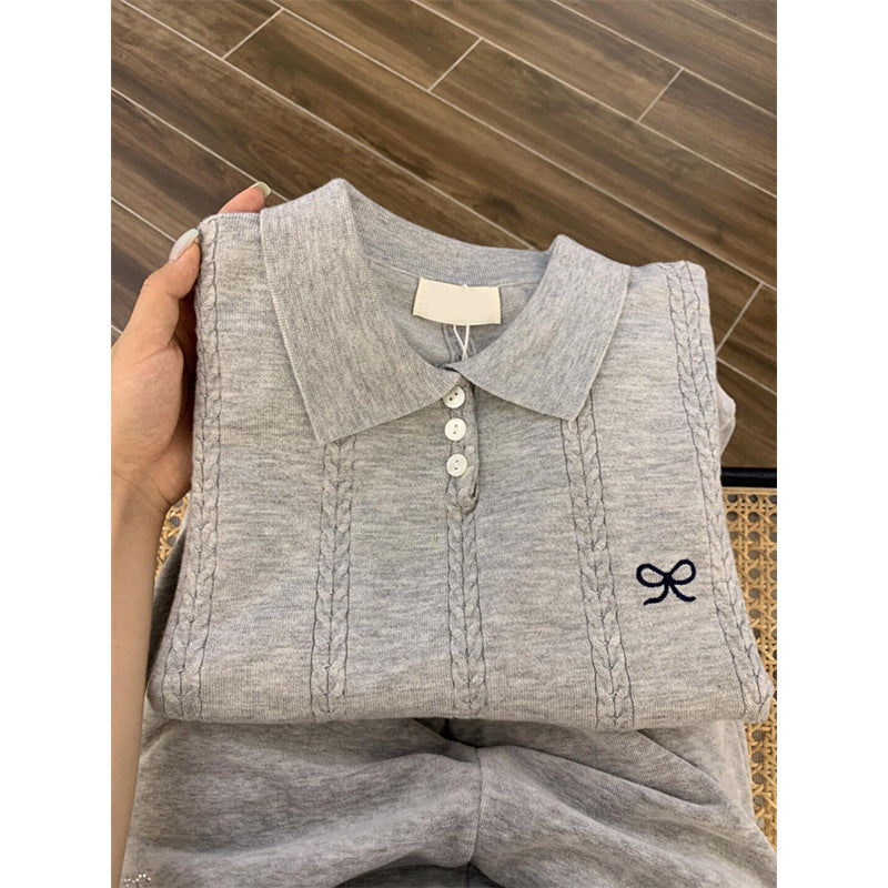 French short-sleeved knitted women's top
