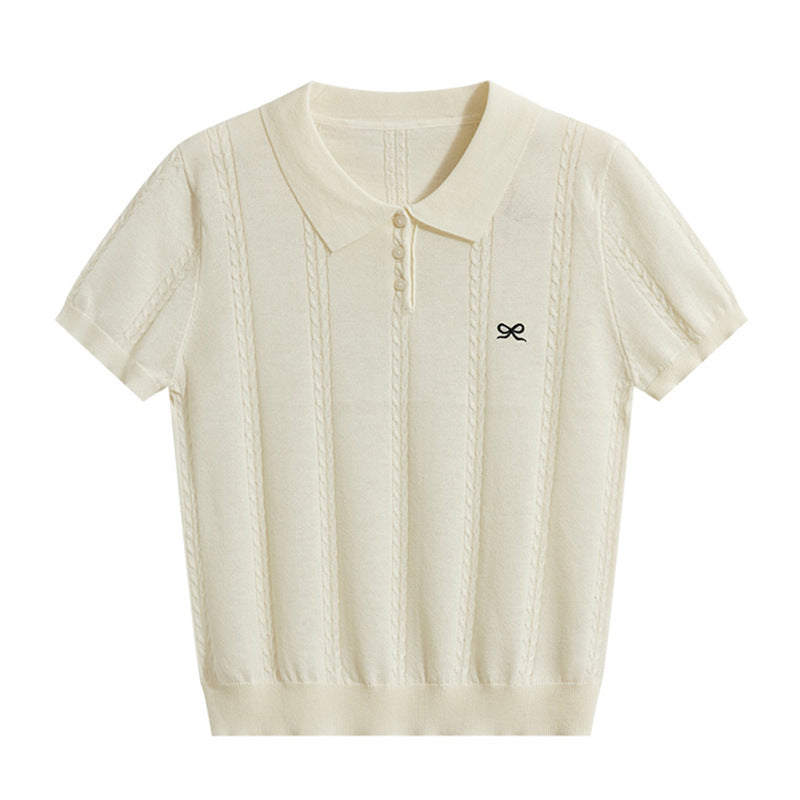 French short-sleeved knitted women's top