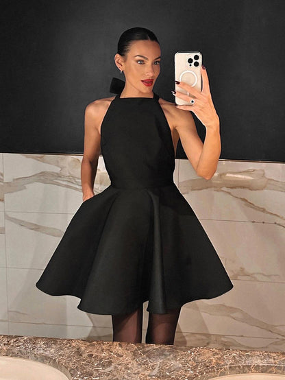 French Sleeveless Halter Neck Dress