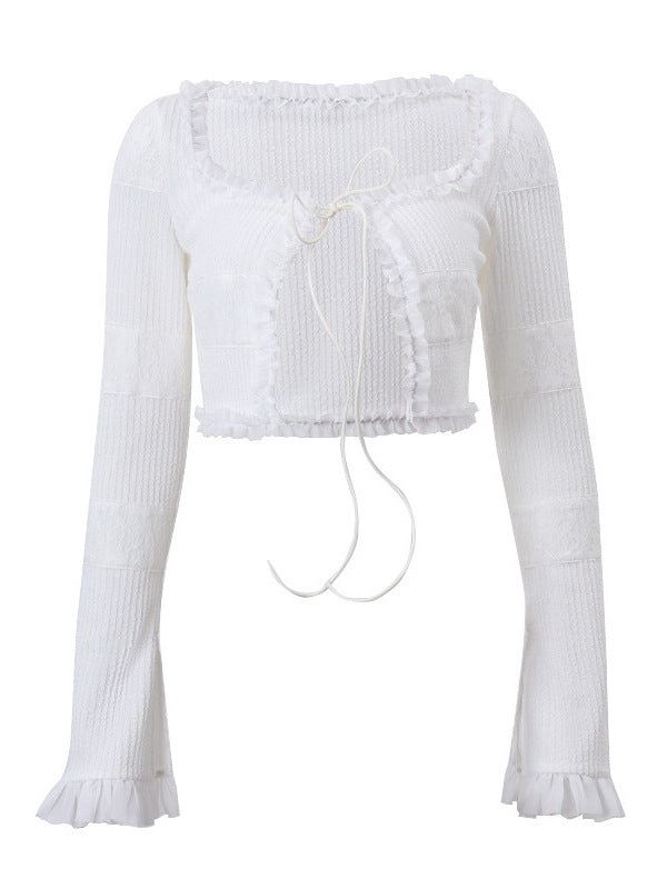 French Square Neck Knitted Cardigan Short Skirt Set