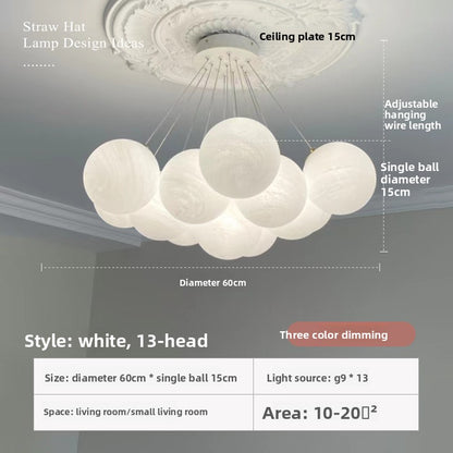 French Style Bubble Moon Planet Chandelier LED Hanging Light