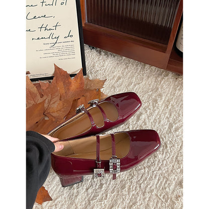 French Style Chunky Heel Mary Jane Shoes for Women