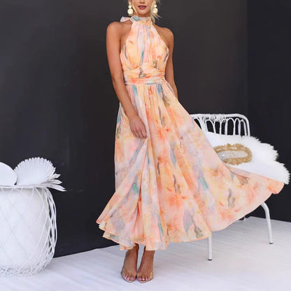 French Style Dopamine Print Long Dress
