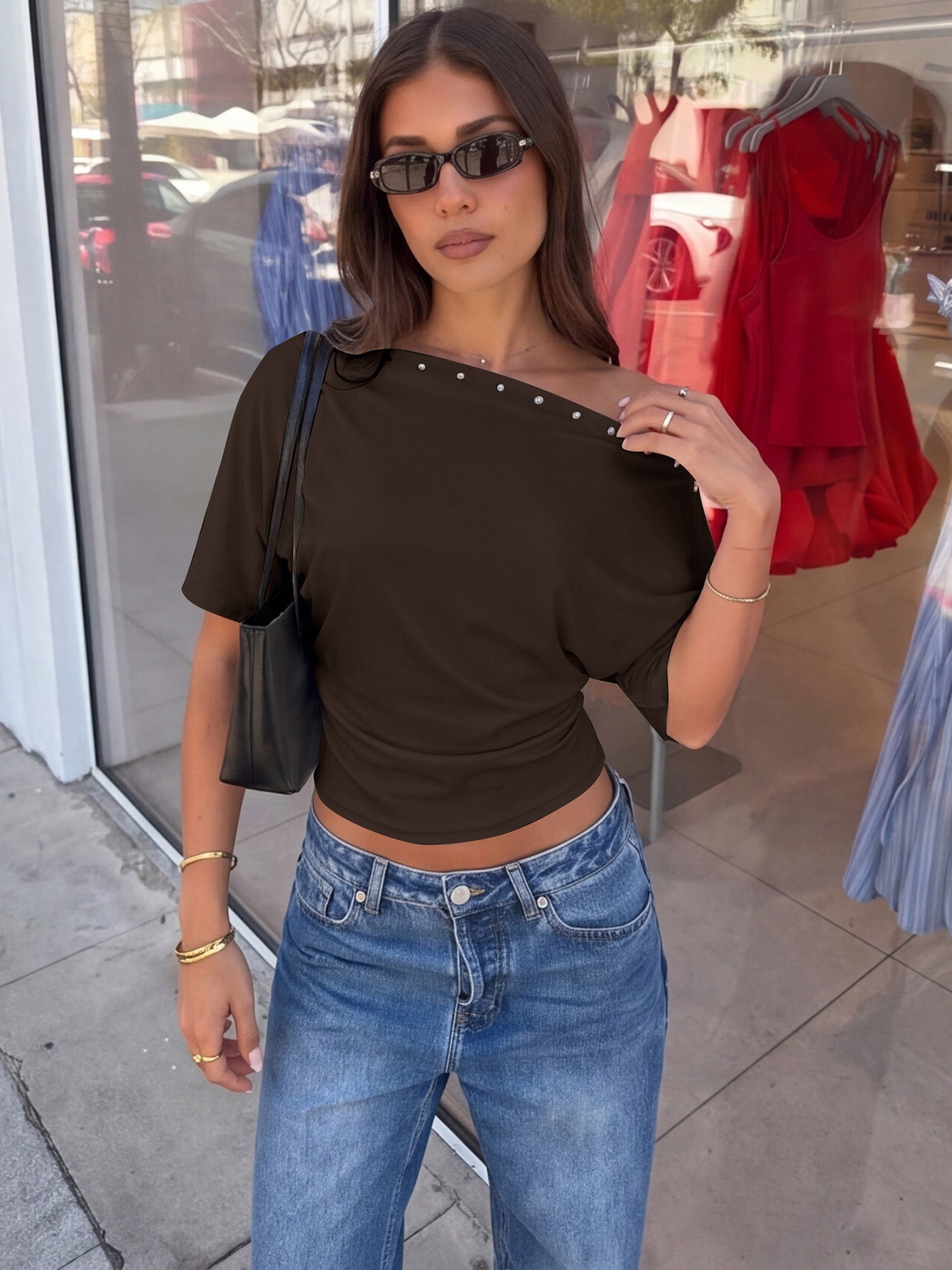 French Style Dropped Shoulder Slim Fit T-Shirt
