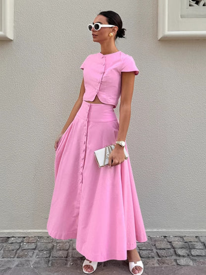 French Style Elegant A-Line Long Skirt Suit