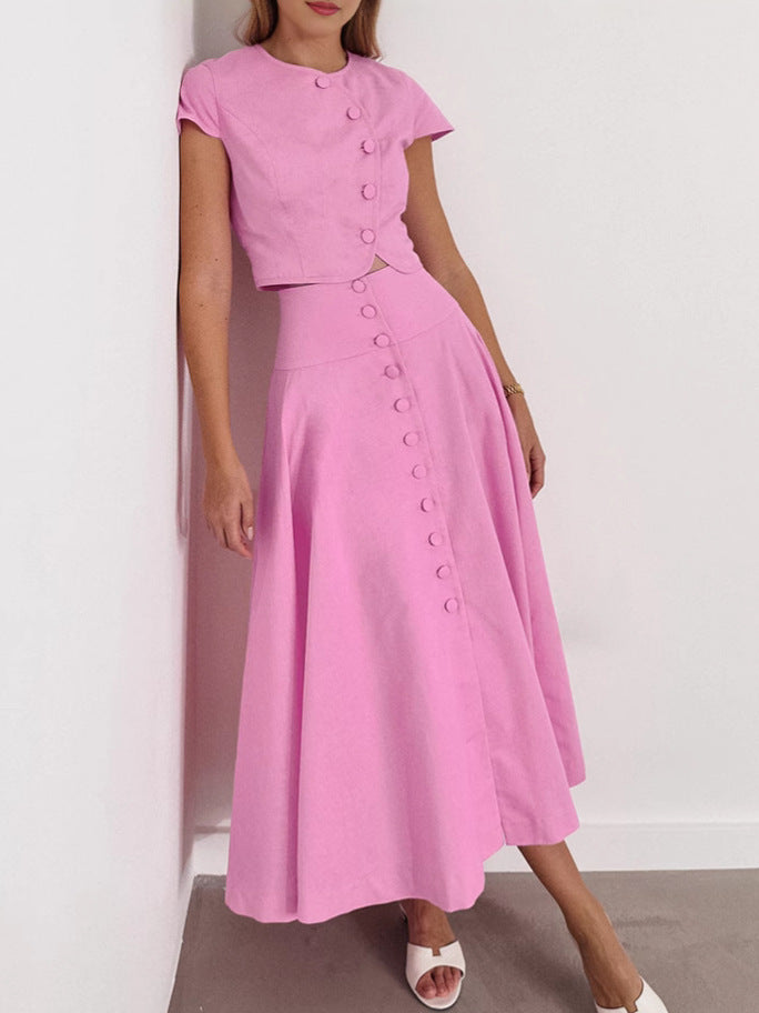 French Style Elegant A-Line Long Skirt Suit
