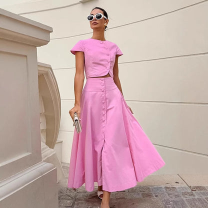 French Style Elegant A-Line Long Skirt Suit