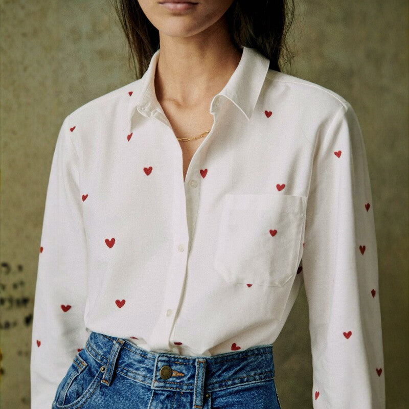 French Style Embroidered Cotton Shirt