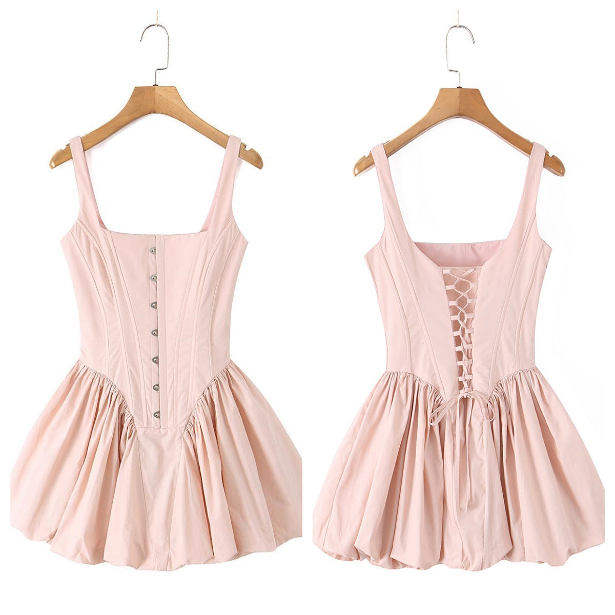 French Style Floral Bud Square Neck Dress