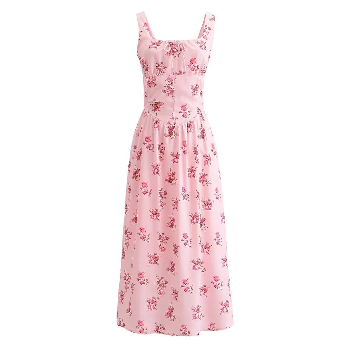French Style Floral Print Suspender Dress