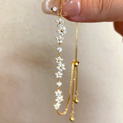 French Style Floral Zircon Bracelet for Women Sweet Korean Dating Jewelry