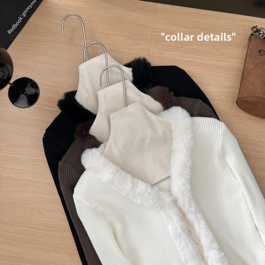 French Style Fluffy Long Sleeve Knitted Sweater