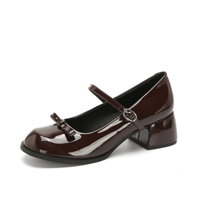 French Style Genuine Leather Mary Jane Shoes