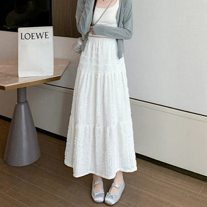 French Style High Waist Textured Skirt