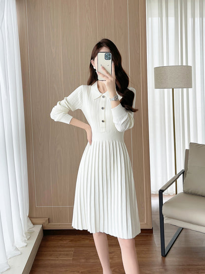 French Style Knitted A-Line Dress