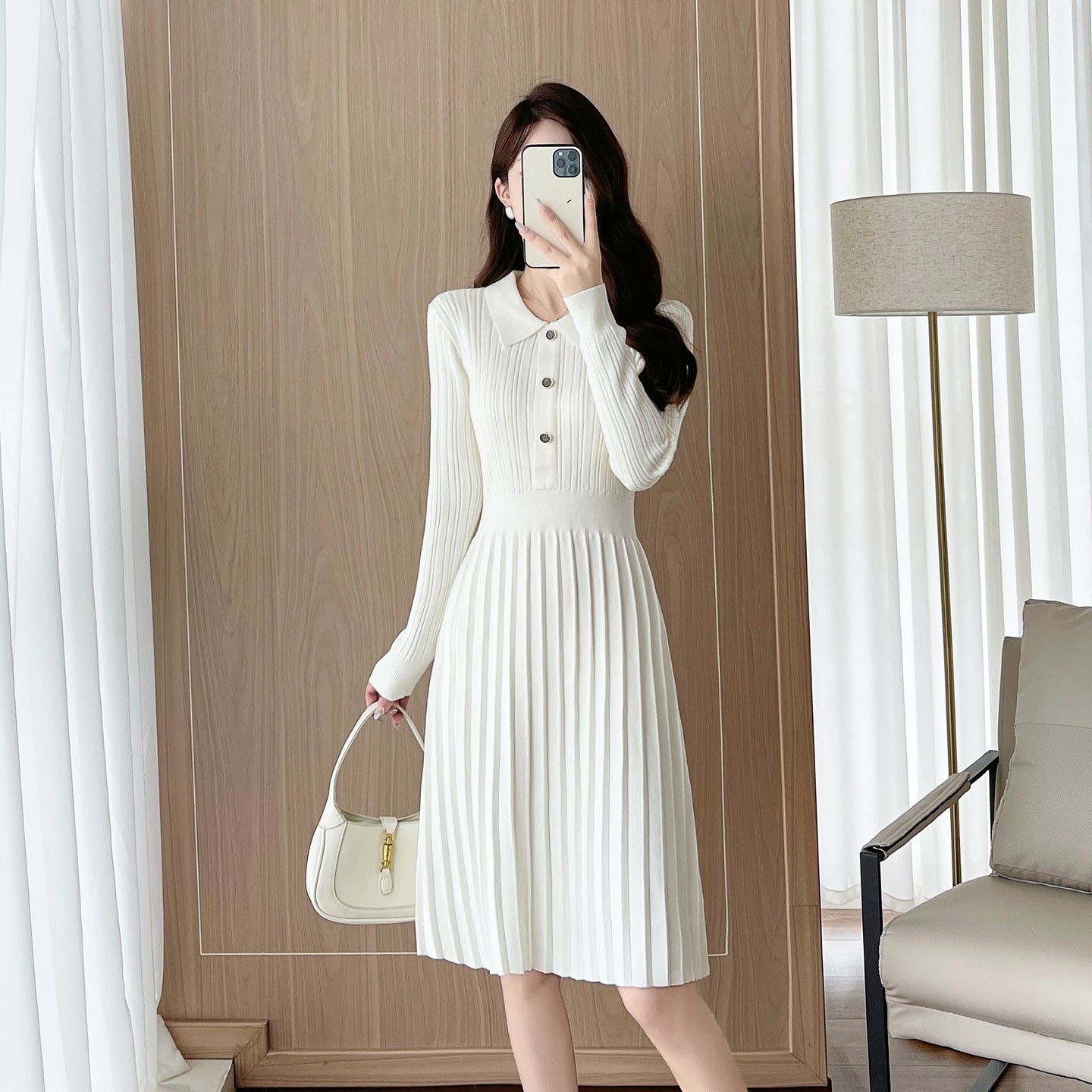 French Style Knitted A-Line Dress