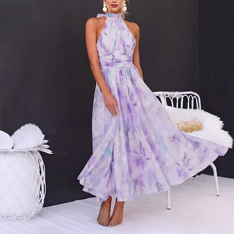 French-style, mood-enhancing dopamine-colored long dress