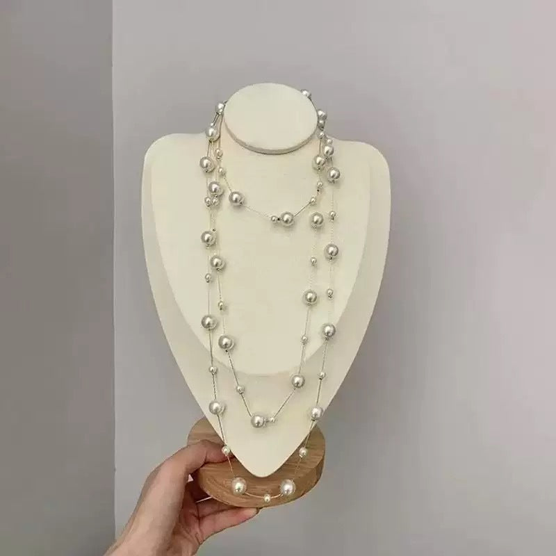 French Style Multi Layer Imitation Pearl Necklace