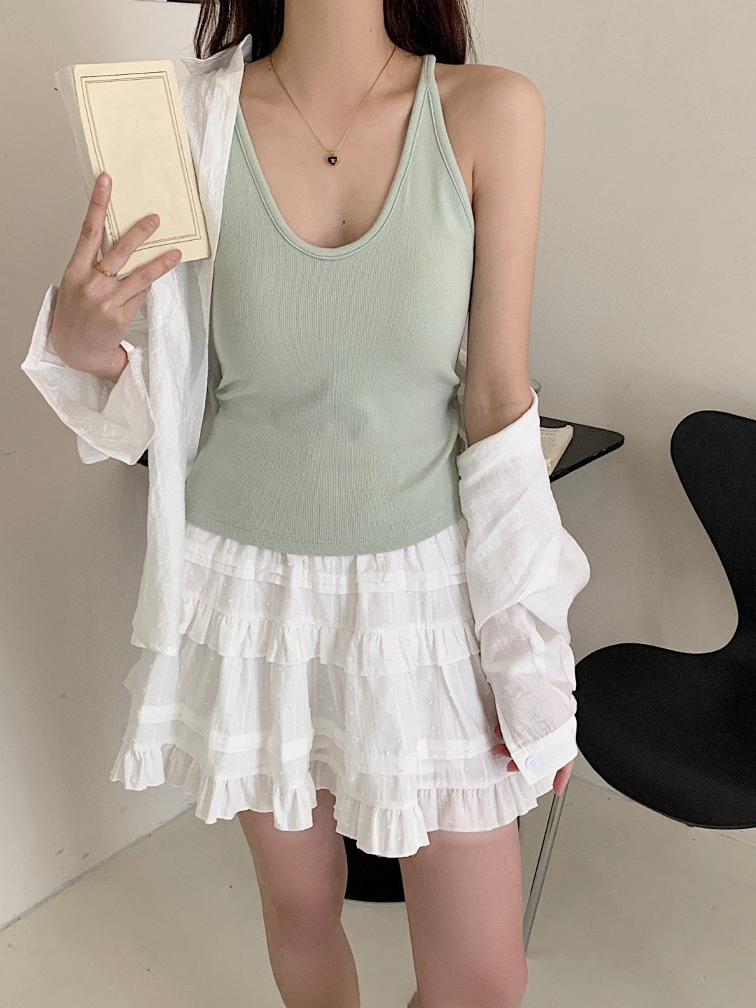 French-style neckless blouse