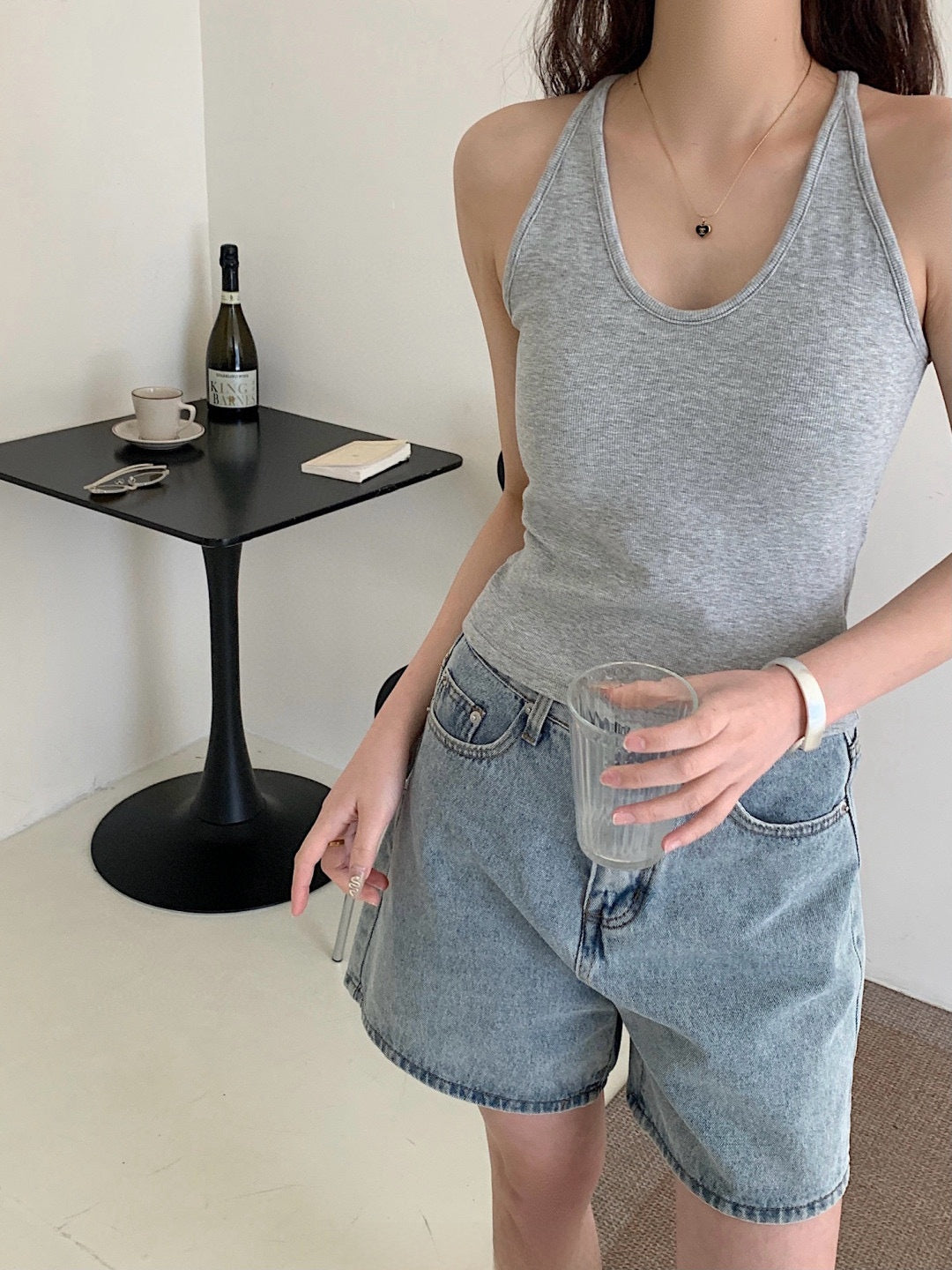 French-style neckless blouse