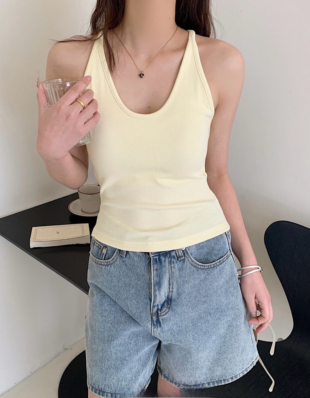 French-style neckless blouse
