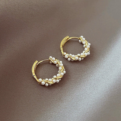 French Style Pearl Tassel Earrings with 925 Silver Needles