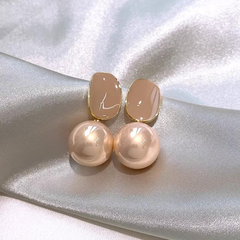 French Style Pearl Tassel Earrings with 925 Silver Needles